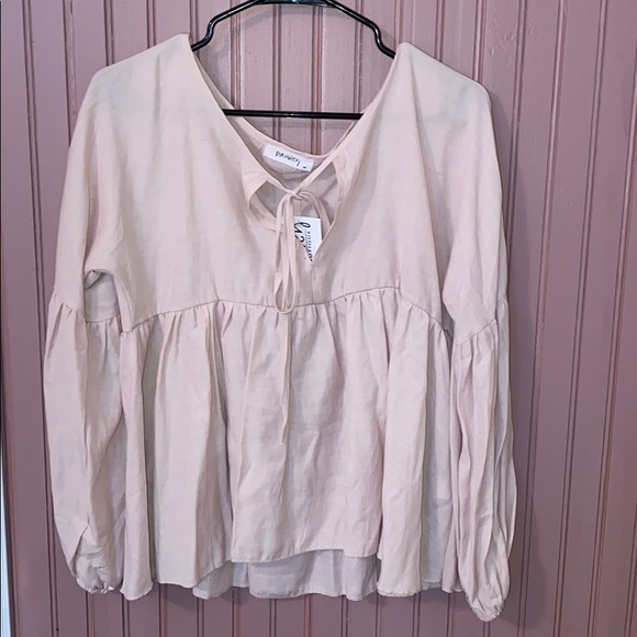 paisley boutique blush pink long sleeve blouse - Picture 1 of 3